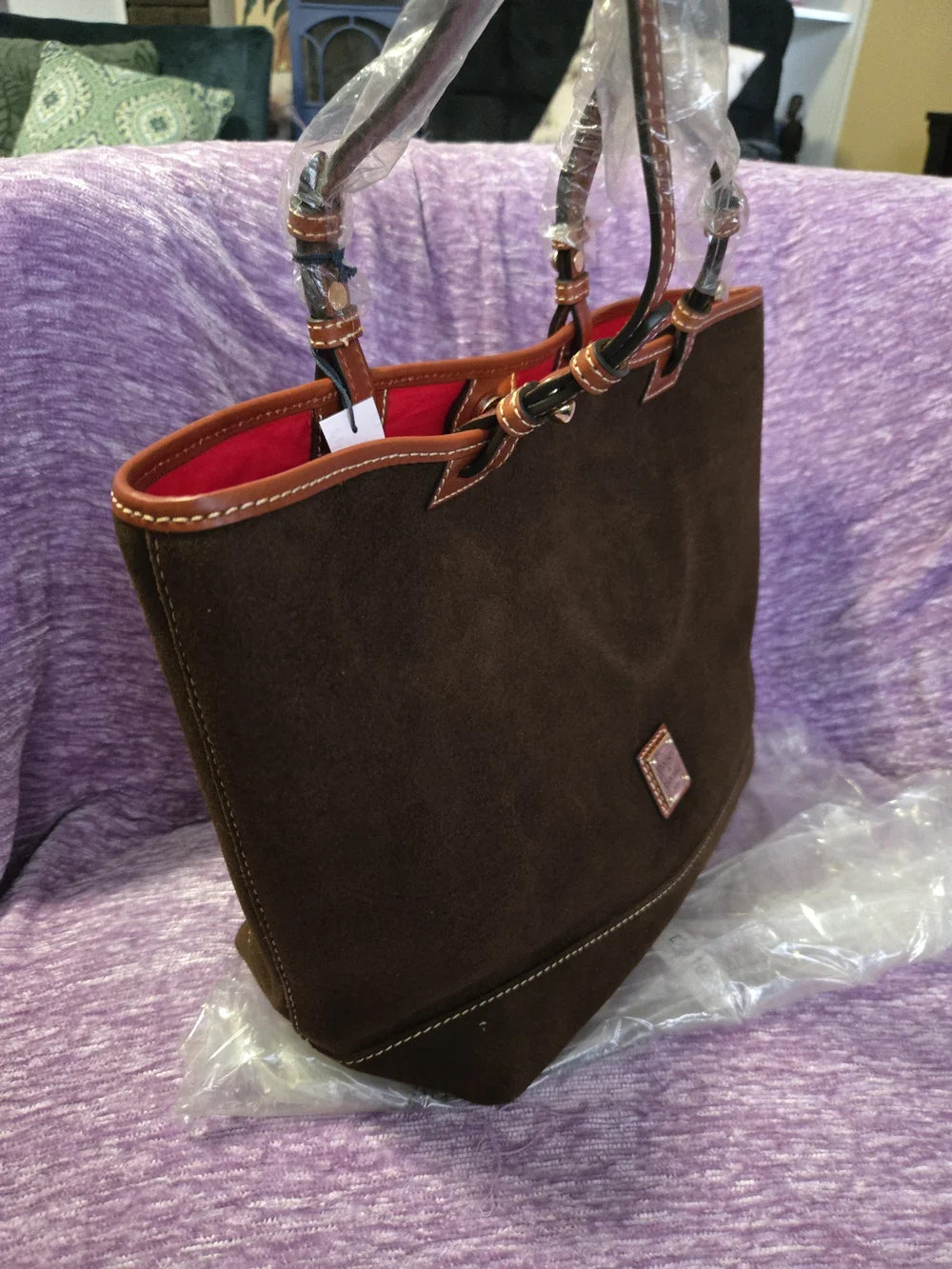 Dooney & Bourke Brown Suede CHARLESTON Tote Bag - Classic Women's Carryall. NWT